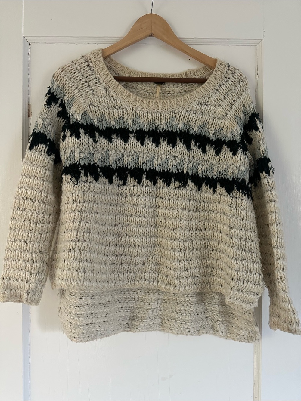 Free People Cream Chunky Knit Sweater